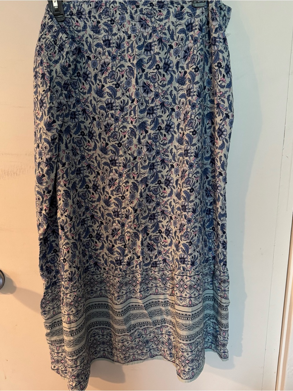 J. Jill Blue and Cream Floral Maxi Skirt